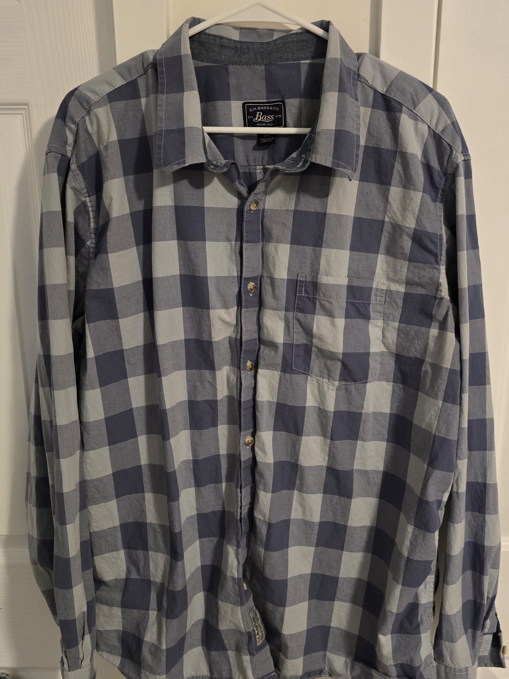 G.H. Bass & Co. Blue and White Large Check Button-Down Shirt